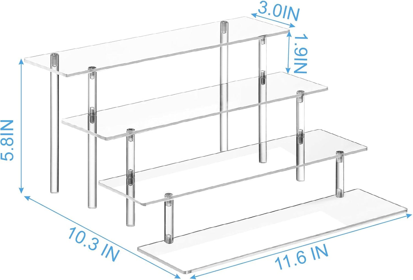 4 Tier Acrylic Perfume Organizer Stand, Clear Display Risers for Perfume, , Cosmetic, Skincare