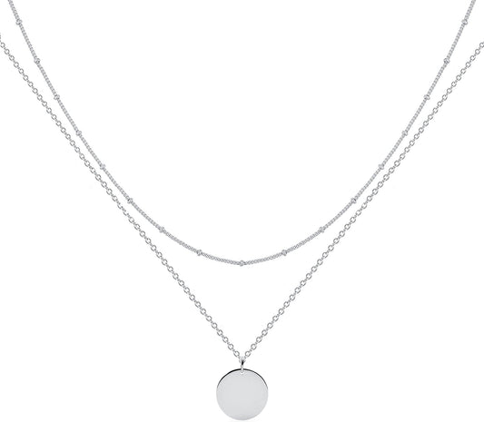 Layered Heart Necklace, Handmade 18K Gold Plated Dainty Choker With Arrow Bar Pendant for Women