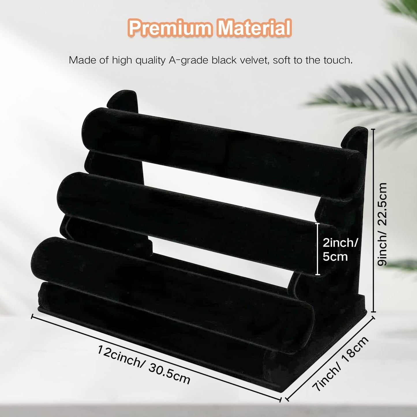 3 Tier Rack, Black Detachable Jewelry Display Stand T-Bar Necklace Storage Organizer