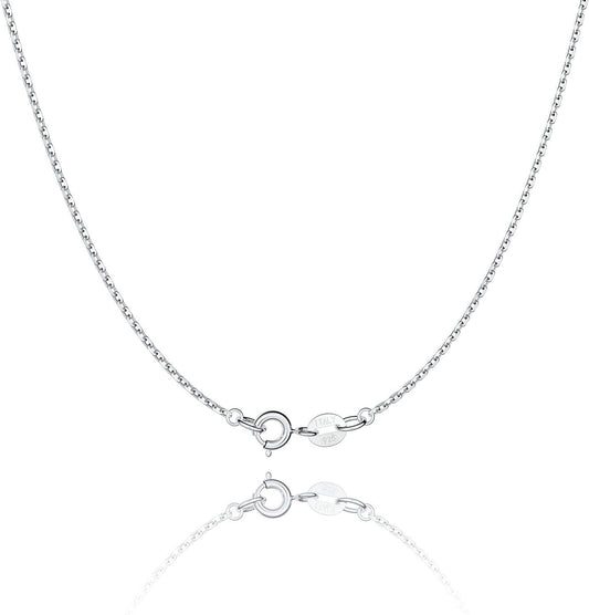 Silver Chain Necklace Chain for Women 1.1mm Cable Chain Necklace Upgraded Spring-Ring Clasp - Thin & Sturdy - Quality 18 Inch