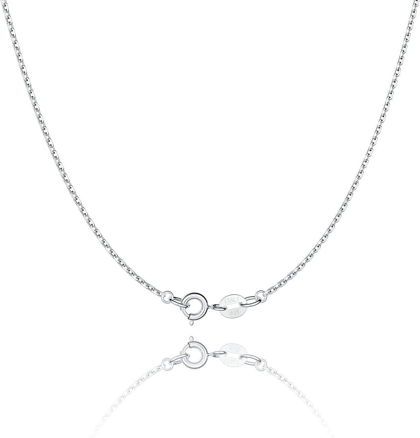 925 Sterling Silver 1.1mm Cable Chain Necklace For Women: Thin Sturdy Italian Quality, Spring-Ring Clasp - 16/18/20/22/24 Inch
