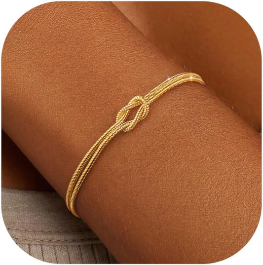 Gold Bracelets for Women Trendy 14K Gold Plated Bracelet for Women Non Tarnish Dainty Stackable Layered