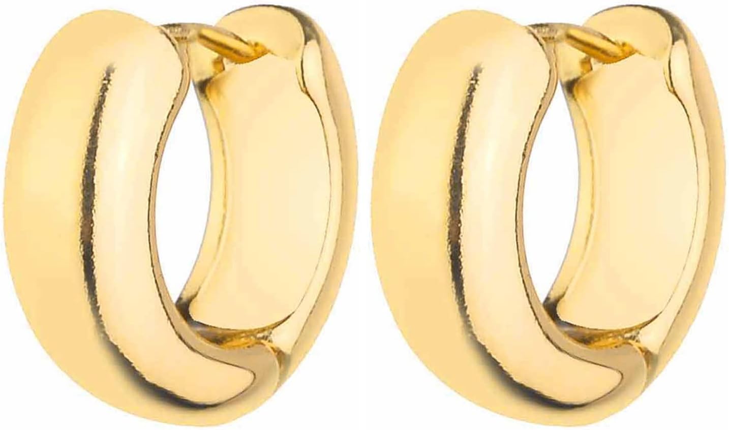Gold Chunky Hoop Earrings Set for Women, 14K Gold Plated Twisted Huggie Hoop Earring, Thick Open Hoops Set Lightweight