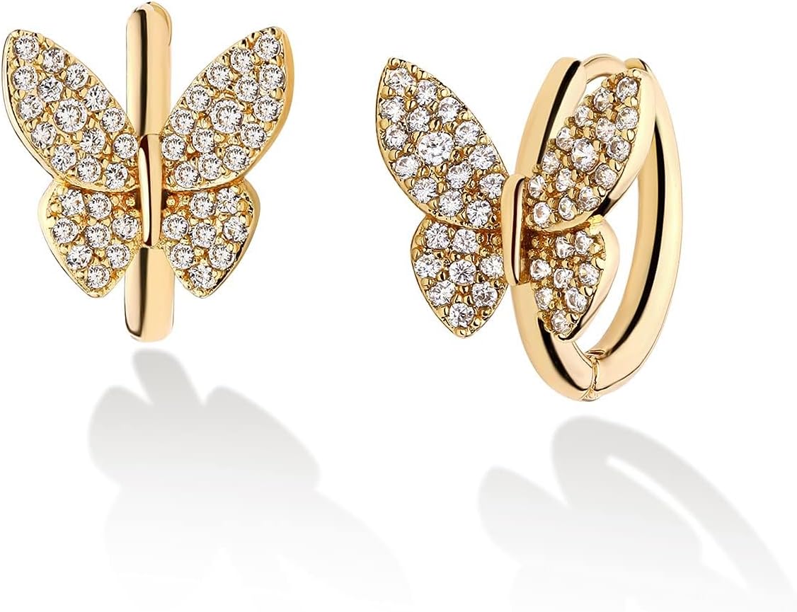 Cubic Zirconia Huggie Earrings 14k Gold Plated Tiny Earrings Small Huggie Hoop Earrings Simple Lightweight Hoops Gift for Women