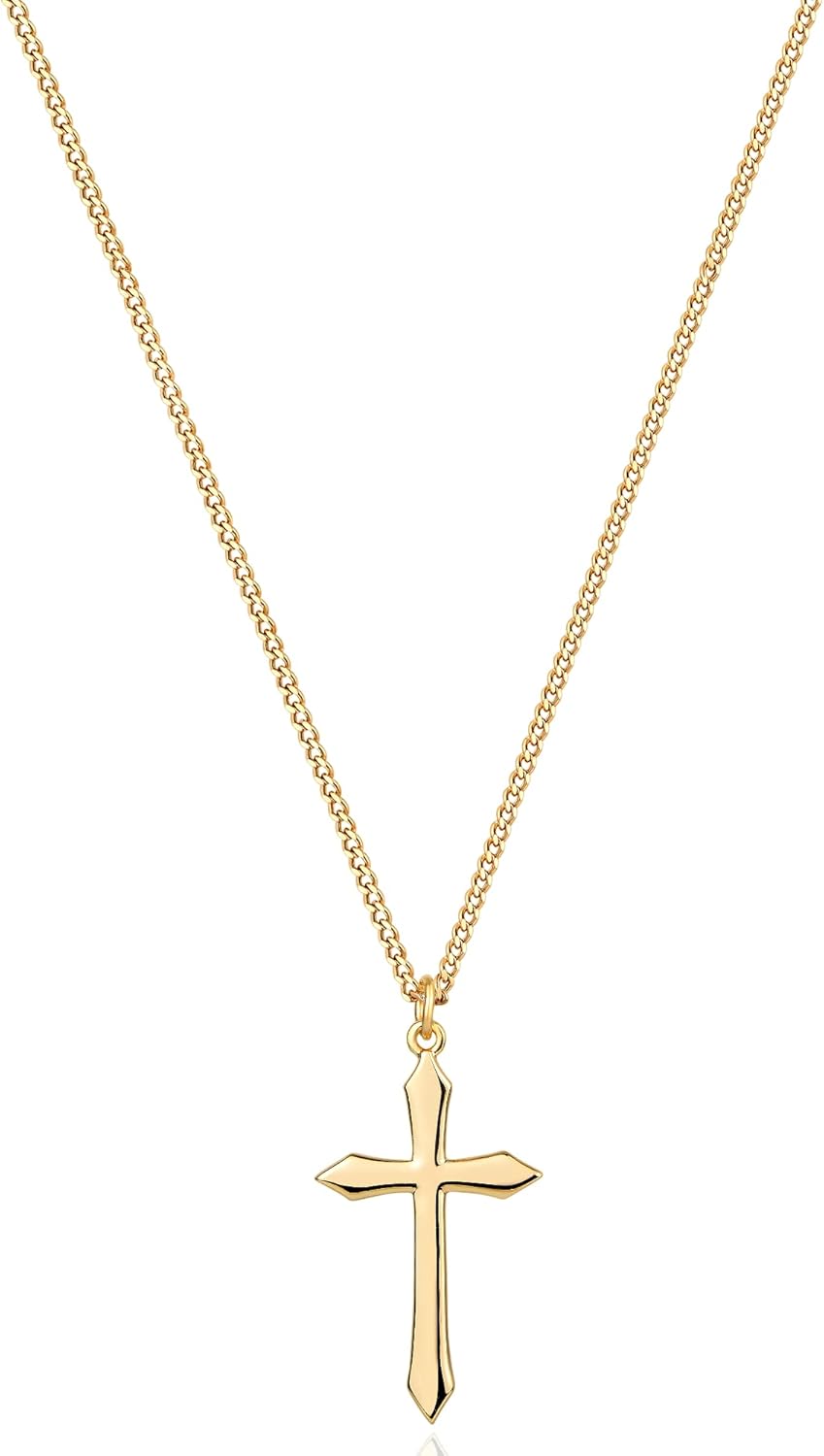 Cross Necklace 14K Plated Dainty Chain, Minimalist Faith Pendant Religious Prayer Jewelry Gift