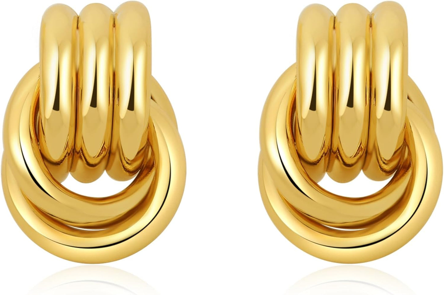 Trendy Gold Plated Knot Earrings for Women Chunky Statement Drop Dangle Earrings Lightweight Fashion Accessories Gold Jewelry