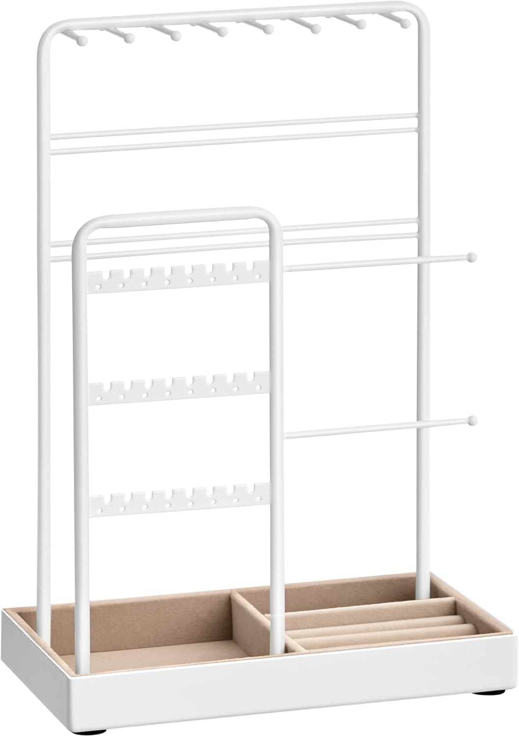 Jewelry Holder, Jewelry Organizer, Jewelry Display Stand with Metal Frame, Necklace Earring Bracelet Holder, for Studs, Rings