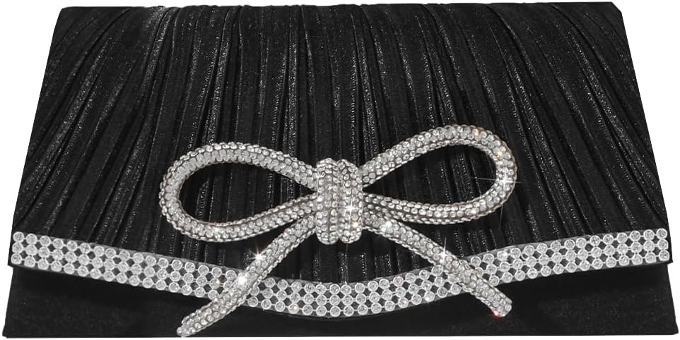 Bow Evening Bag Sparkly Clutch Purses for Women Wedding Glitter Rhinestone Party Prom Purse