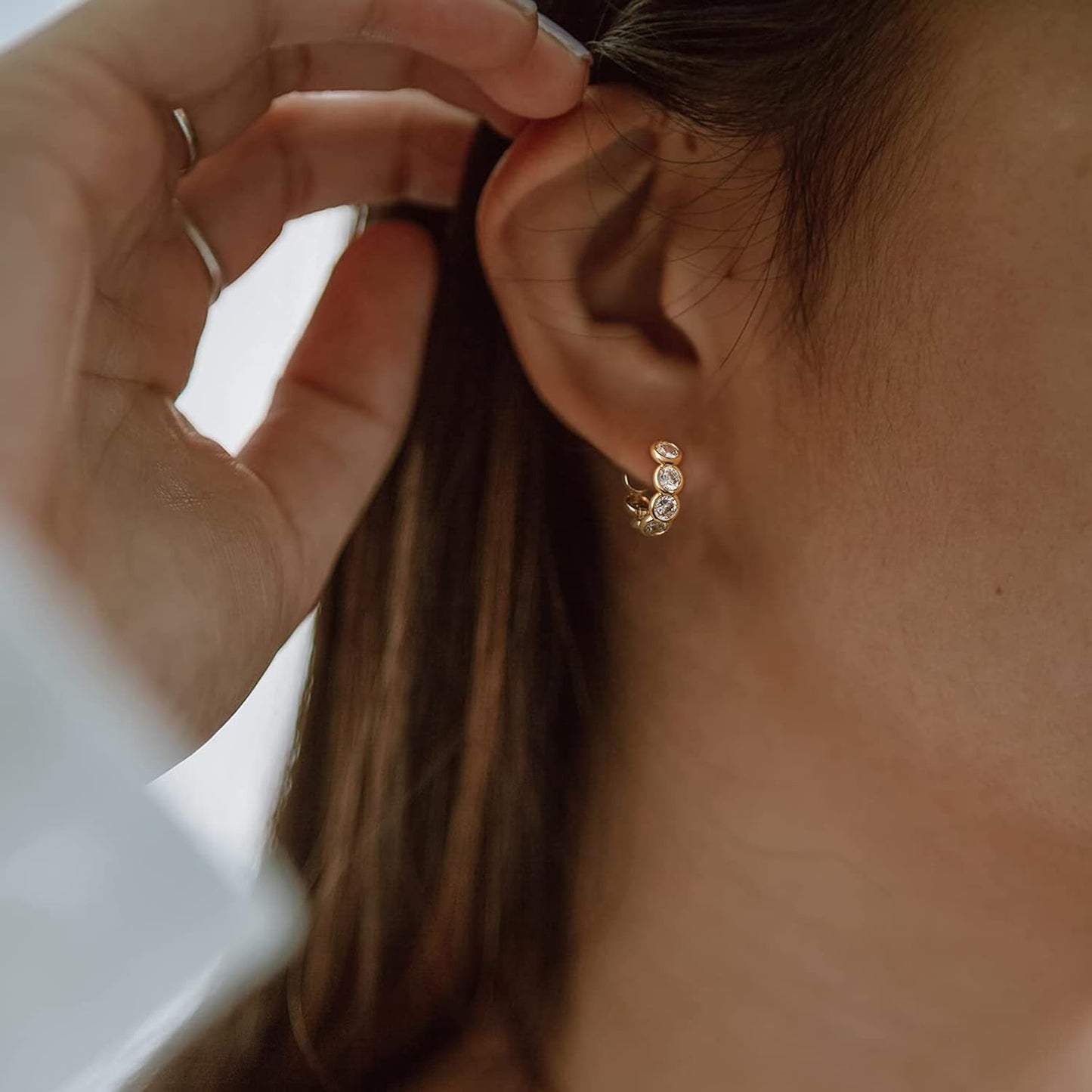 Cubic Zirconia Huggie Earrings 14k Gold Plated Tiny Earrings Small Huggie Hoop Earrings Simple Lightweight Hoops Gift for Women