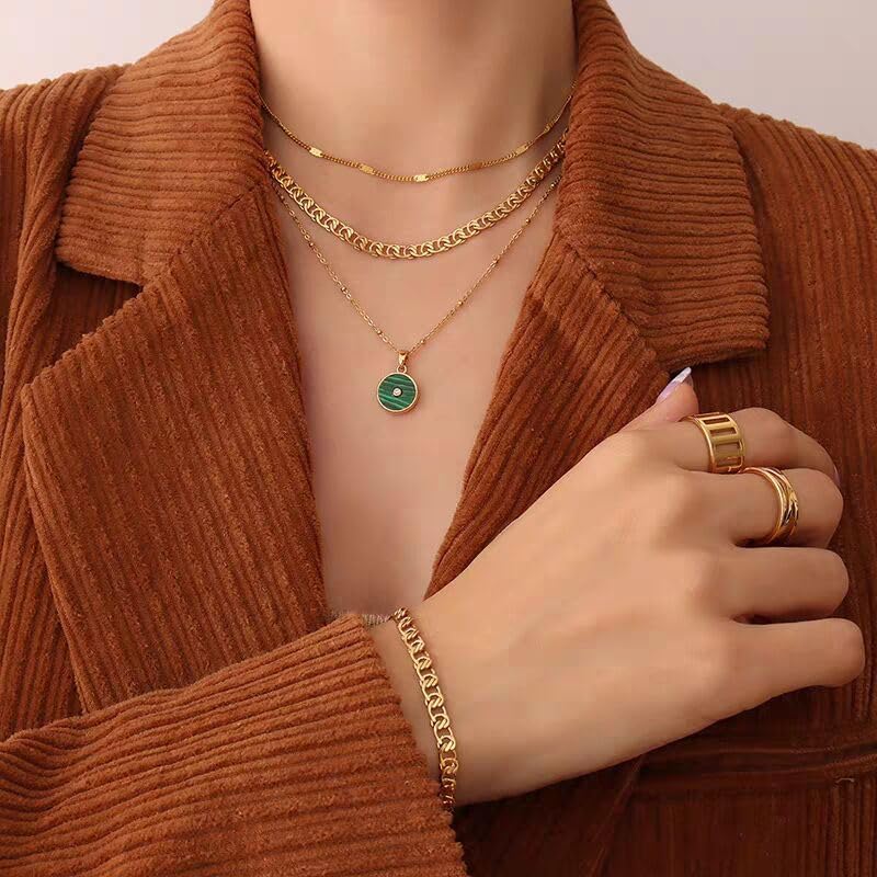 18k Gold Plated Personalized Chunky Cuban Oval Link Chain Bracelets for Men Toggle Rope Bracelet Jewelry for Women