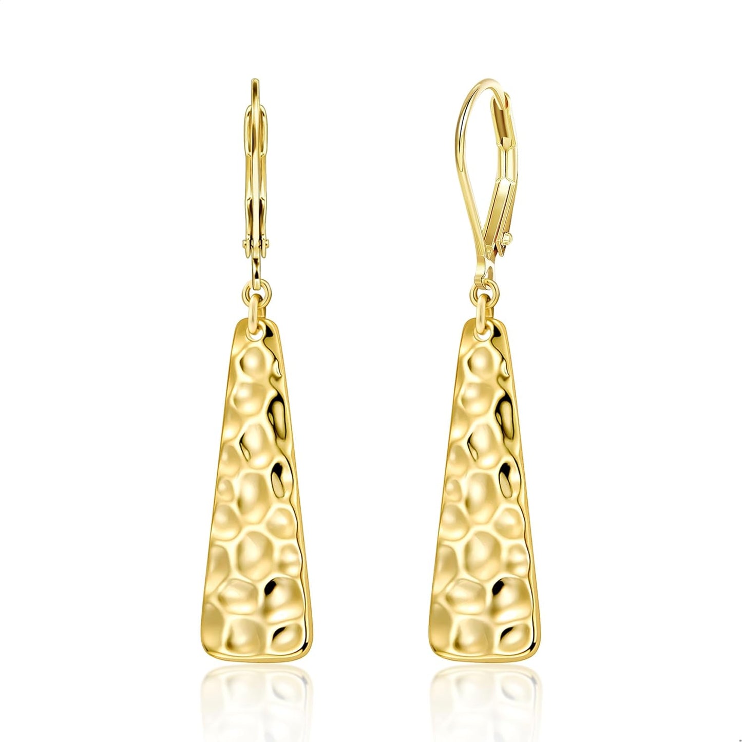 925 Sterling Silver Dangle Earrings for Women, 14K Gold Plated French Leverback Earrings, Hypoallergenic Lightweight Statement