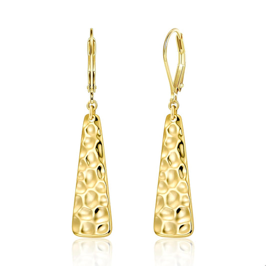 925 Sterling Silver Dangle Earrings for Women, 14K Gold Plated French Leverback Earrings, Hypoallergenic Lightweight Statement