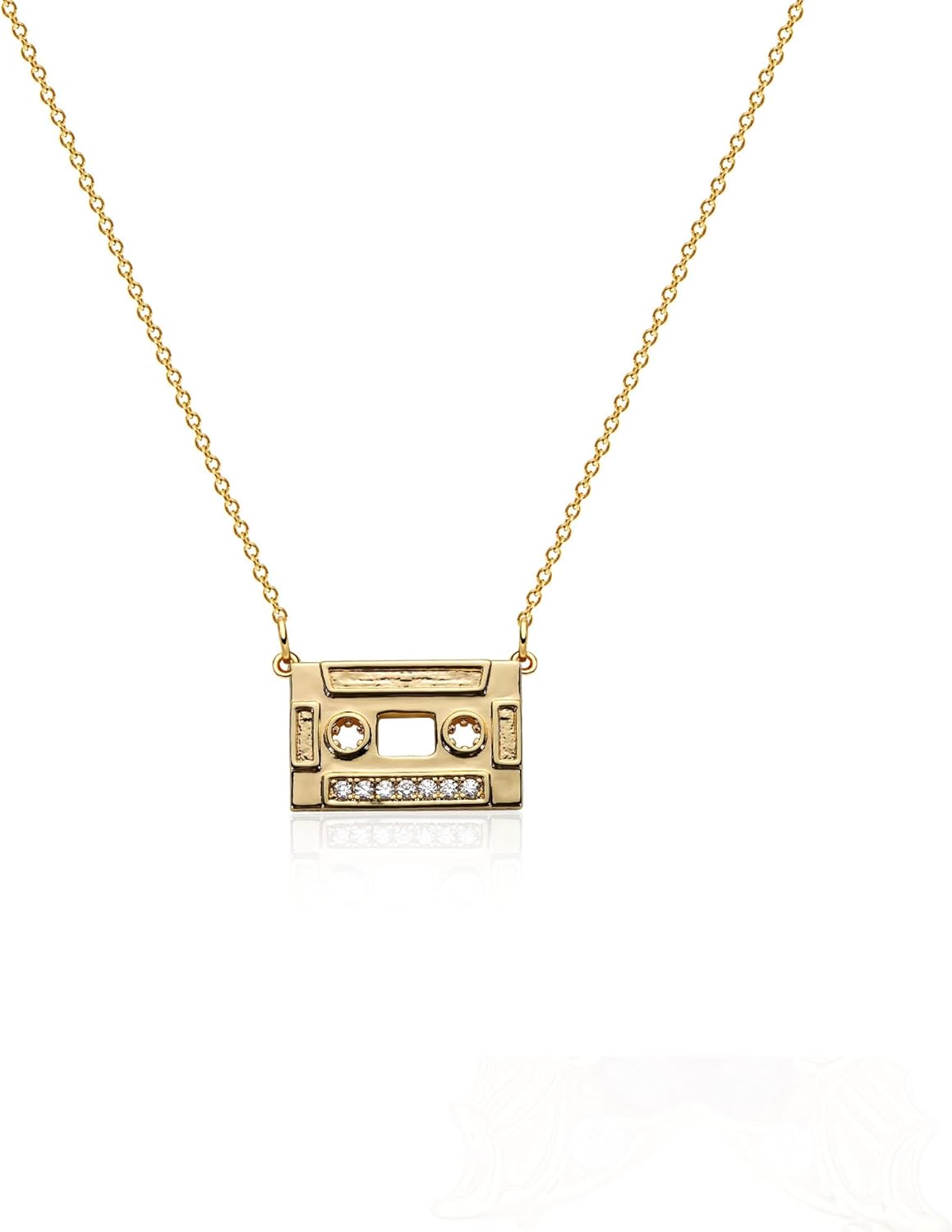 14K Gold Cassette Pendant Necklace - Handmade Minimalist Choker, Unique Gift for Women