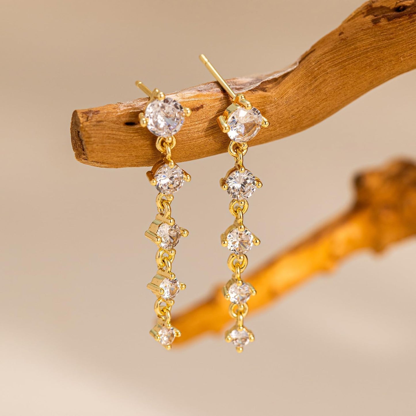 Cubic Zirconia Earrings - 14K Gold Plated Cubic Zirconia CZ Wedding Earrings for Women Bridal Bridesmaid