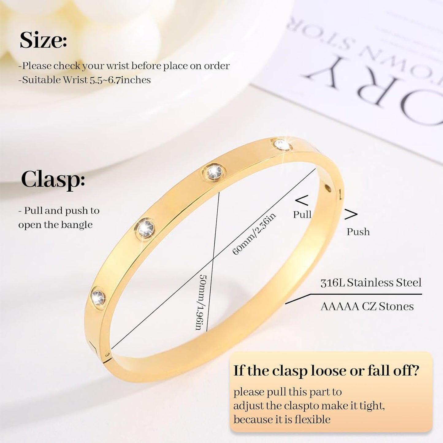 Gold Bracelets for Women,14K Gold Plated Love Bangle Bracelet Set,Crystal Stackable Bangles with Friendship