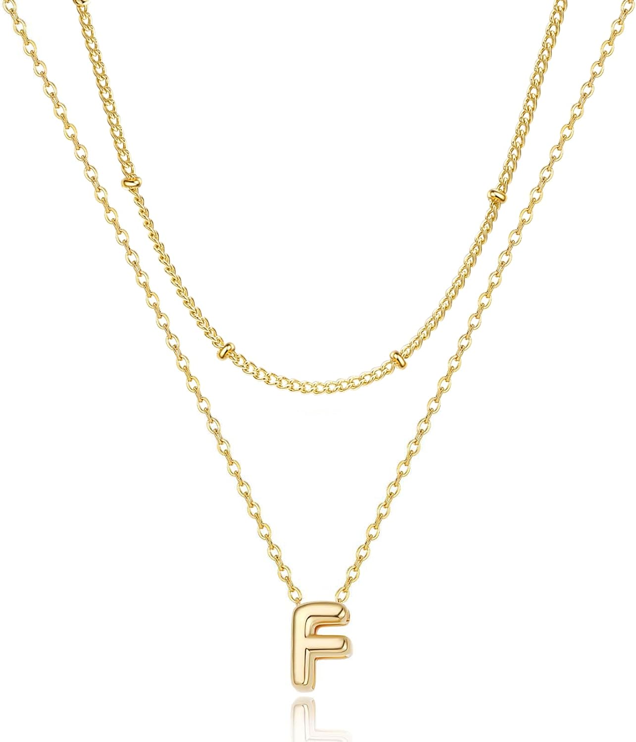 Bubble Initial Necklace: Personalized Layered Letter Pendant In Gold/Silver, Dainty Stackable Choker, Cute Teen Girl Gift