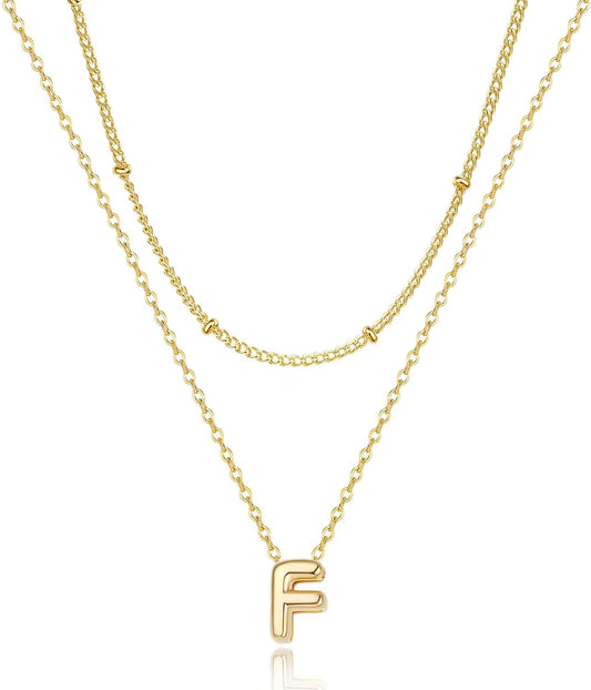 Bubble Initial Necklace: Personalized Layered Letter Pendant In Gold/Silver, Dainty Stackable Choker, Cute Teen Girl Gift