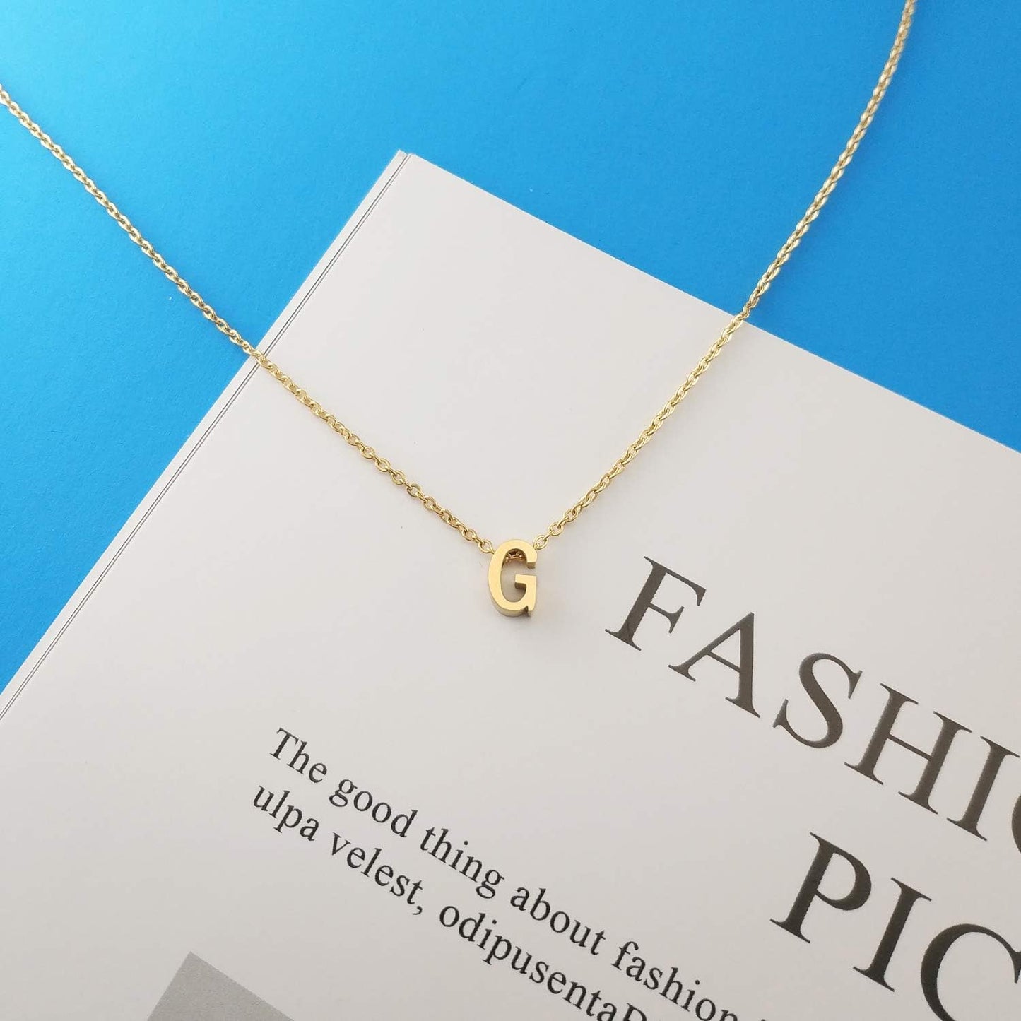 Initial Necklace: 18K Gold Plated Personalized Tiny Letter Name Pendant for Women