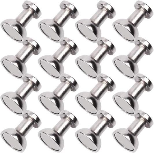 OMOMMD Magnetic Push Pins for Refrigerator Magnets, 16pcs Brushed Nickel for Office, Whiteboard, Map Magnets