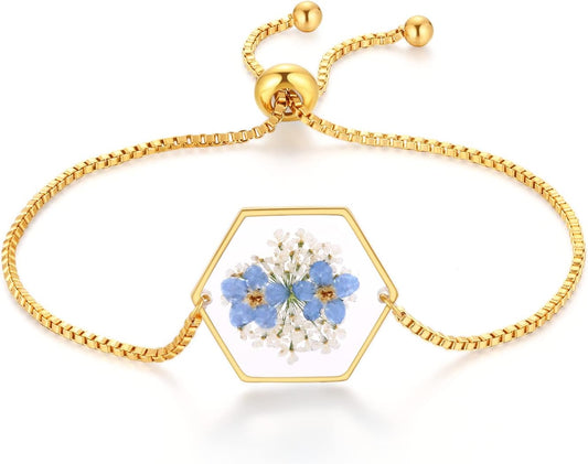 Pressed Wildflower Bracelet | Pressed Flower Bracelet | Gold/Silver Pressed Flower Jewelry | Personalized Handmade Jewelry