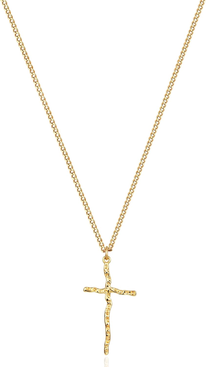 Cross Necklace 14K Plated Dainty Chain, Minimalist Faith Pendant Religious Prayer Jewelry Gift