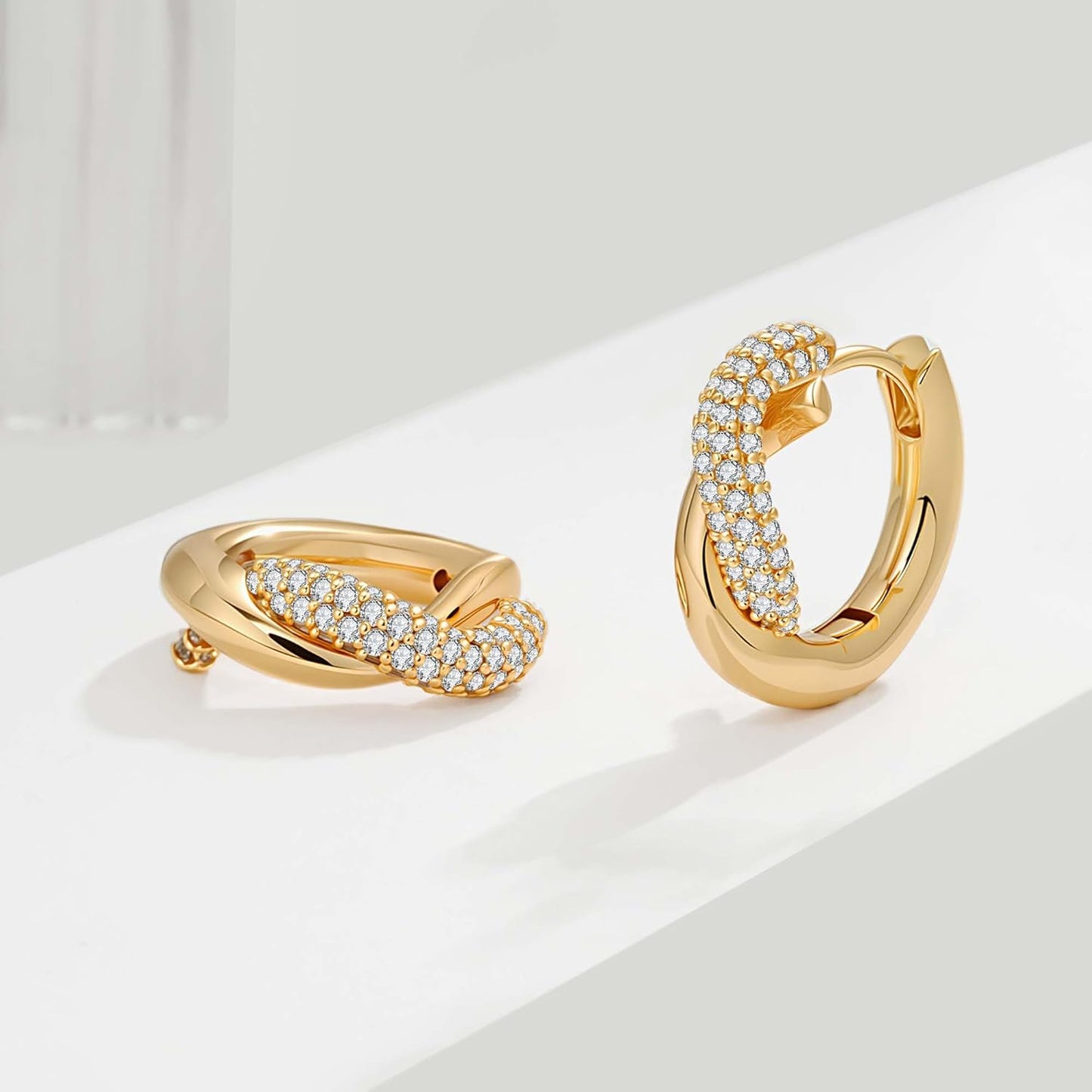 Cubic Zirconia Huggie Earrings 14k Gold Plated Tiny Earrings Small Huggie Hoop Earrings Simple Lightweight Hoops Gift for Women
