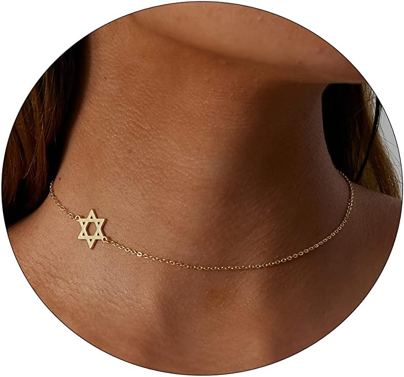 ASCOMY Dainty Gold Pendant Necklace 14k Gold Plated Delicate Tiny Love Heart Star CZ Leaf Pendant Necklace Simple Necklaces Everyday Jewelry for Women