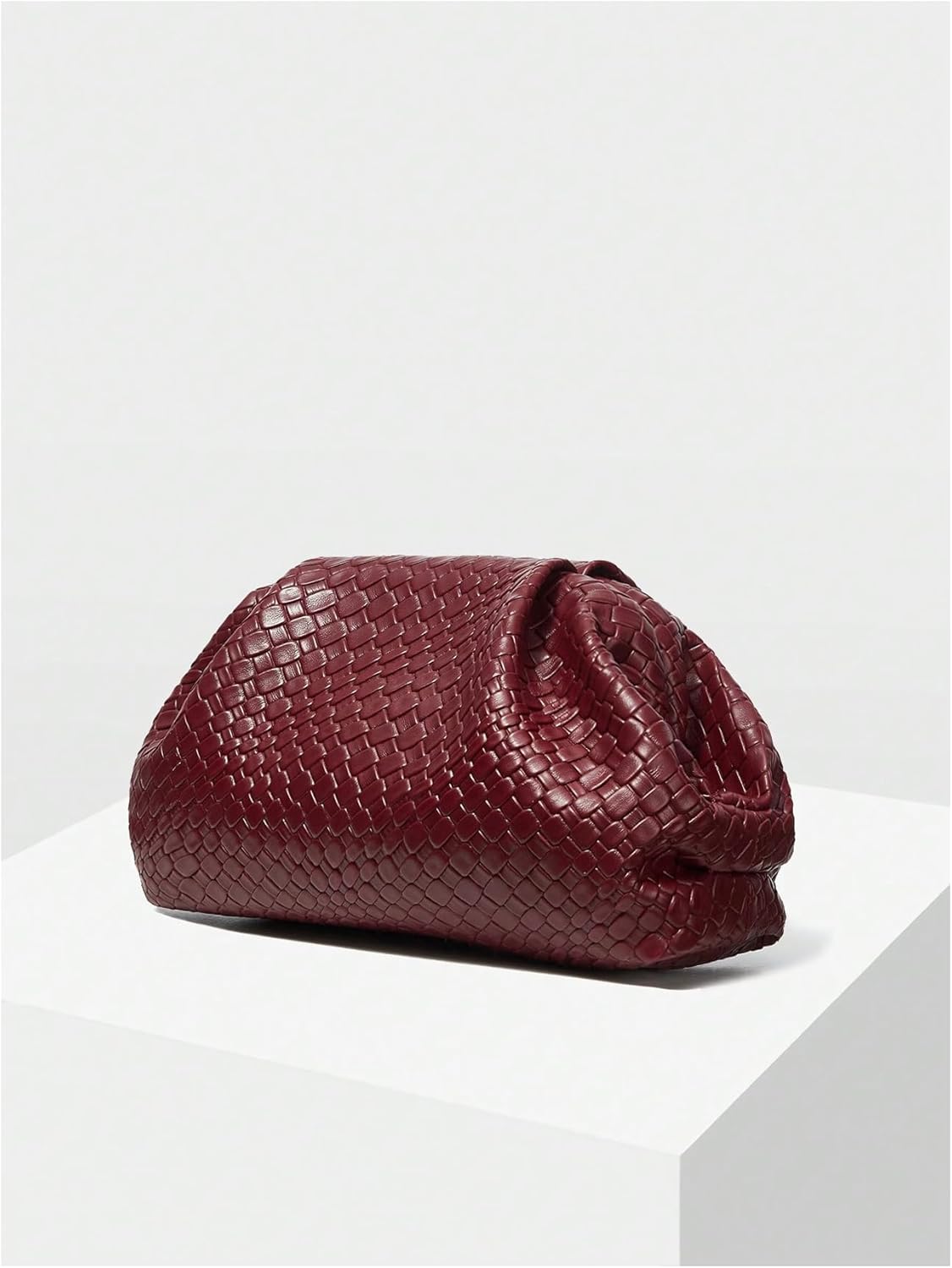 Women's Woven Evening Bag Dumpling Clutch Purse No Strap Handbags Elegant Faux PU Leather Clutch Bag