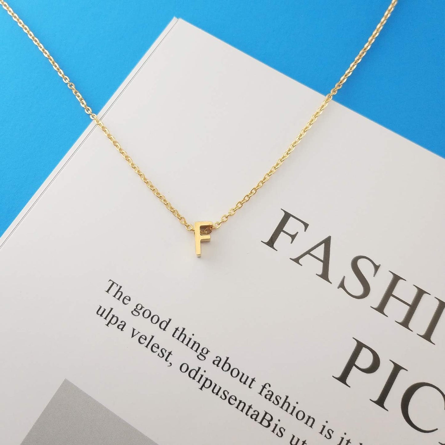 Initial Necklace: 18K Gold Plated Personalized Tiny Letter Name Pendant for Women