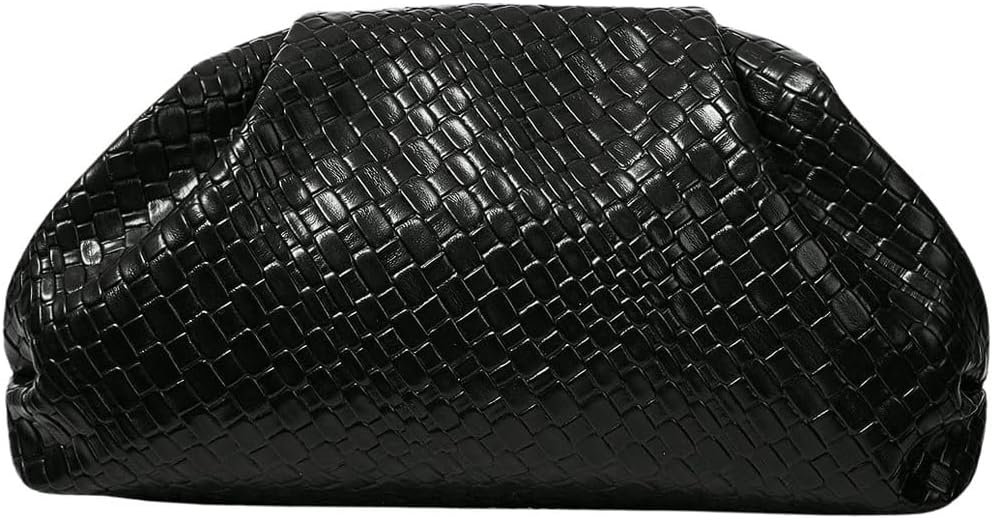 Women's Woven Evening Bag Dumpling Clutch Purse No Strap Handbags Elegant Faux PU Leather Clutch Bag