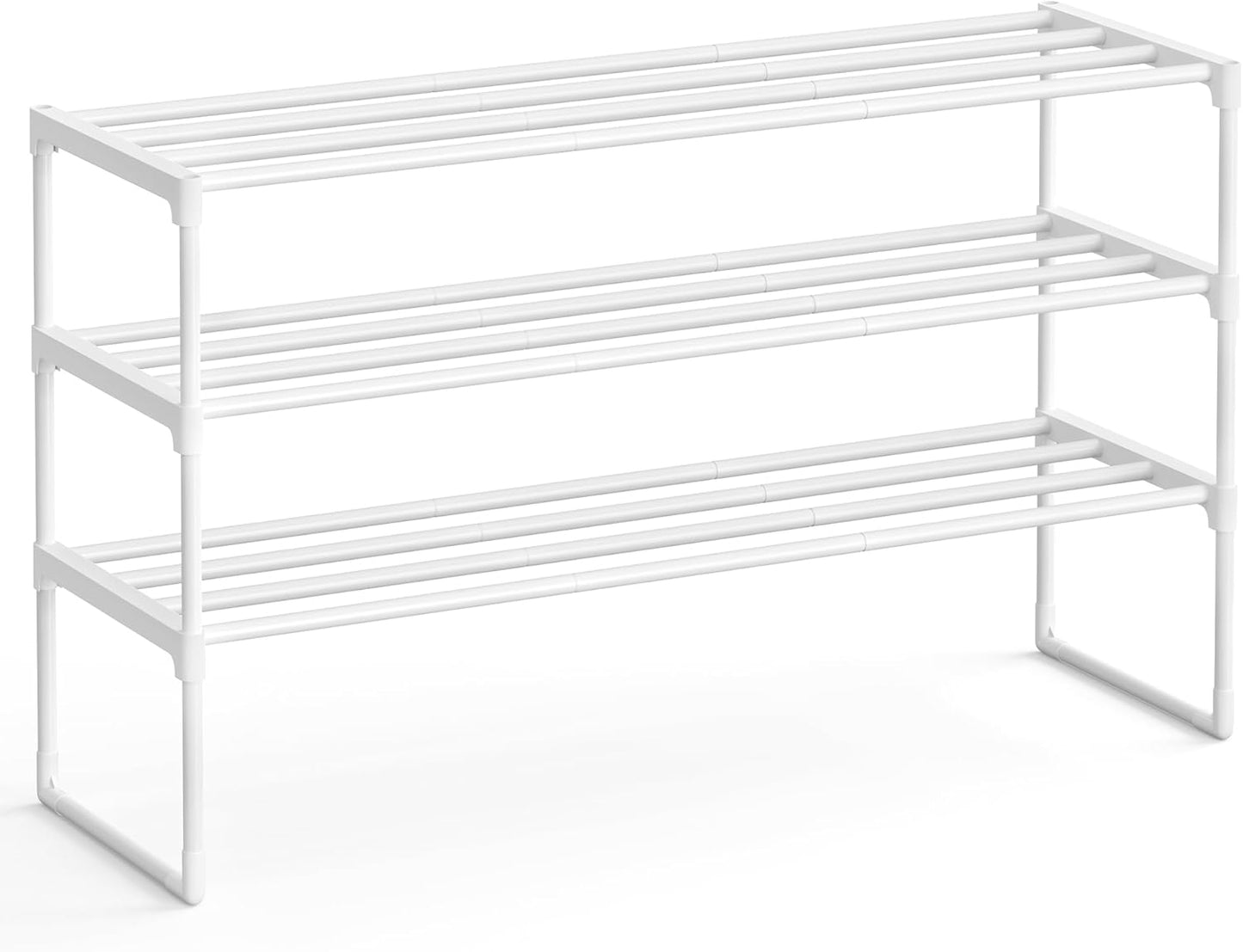3-Tier Shoe Organizer, Metal Storage Shelf, for 16-20 Pairs, Stackable, for Entryway