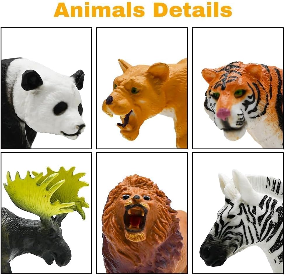 OMOMMD Safari Animals Figures Toys, Realistic Wild Zoo Animal Figurines, Plastic African Jungle Animals Playset for Kids Toddlers, 21Pcs Safari Toys Birthday Gifts for Boys Girls