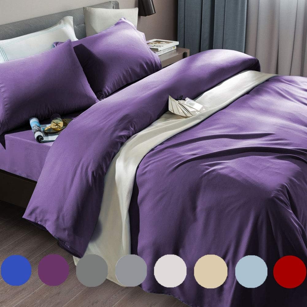 Bed Sheet Set Super Soft Microfiber Fit 18-24 Inch Deep Pocket Mattress Wrinkle-6 count (Dark Grey, Queen)