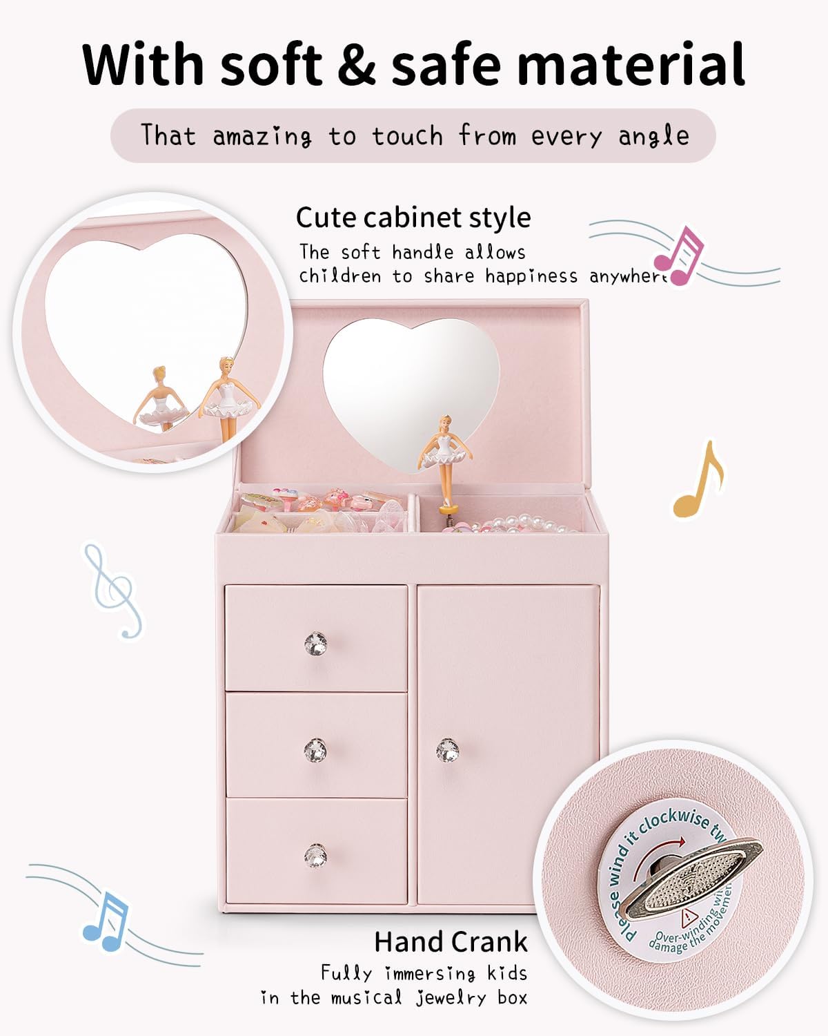 Musical Jewelry Box Girls, with Ballerina for Birthday Bedroom Decor, 4 Layer Girl Jewelry Gifts