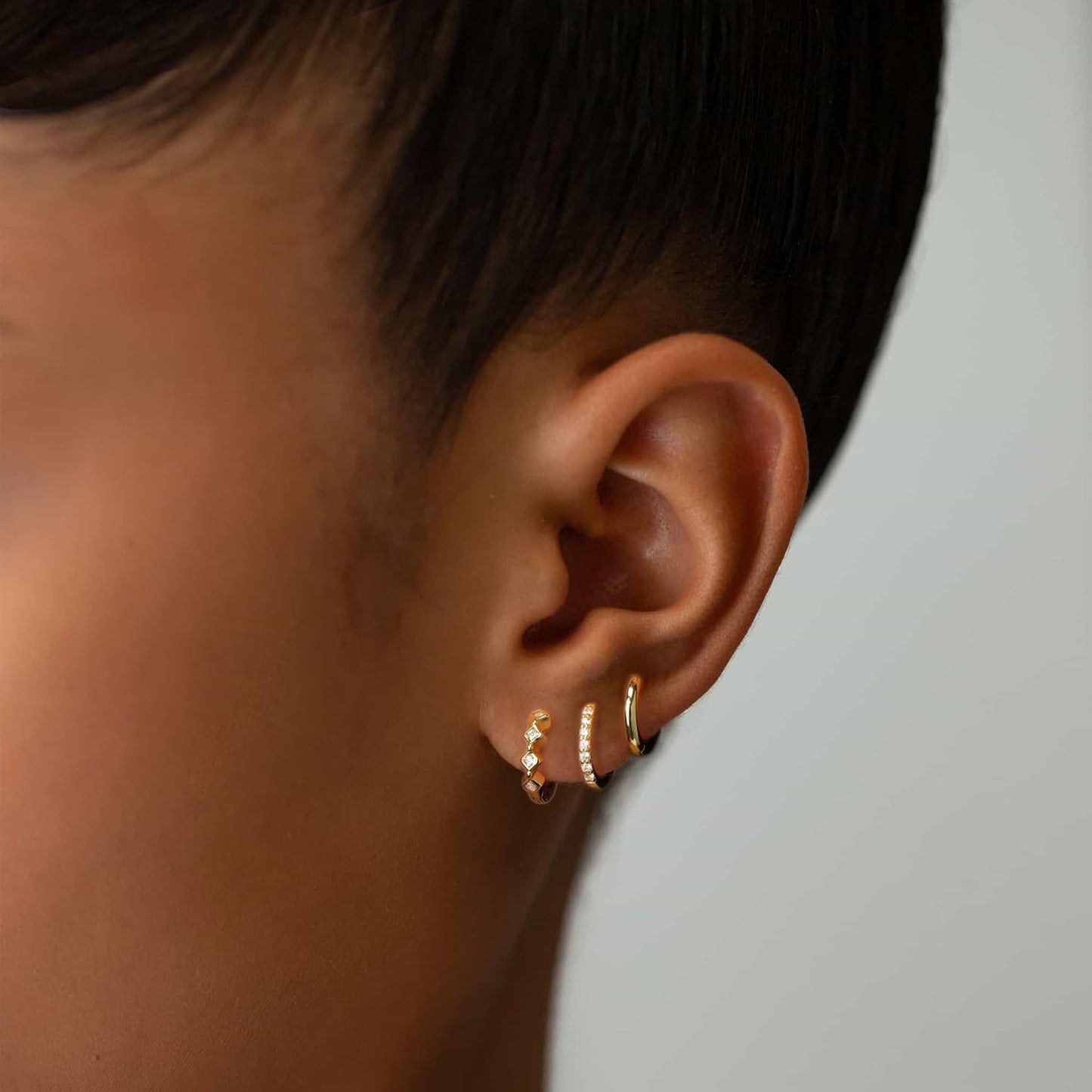 Gold Earrings for Women, 14k Gold Plated Dangle Huggie Earrings for Women Trendy Dainty Gold Hoop Earring Stacks