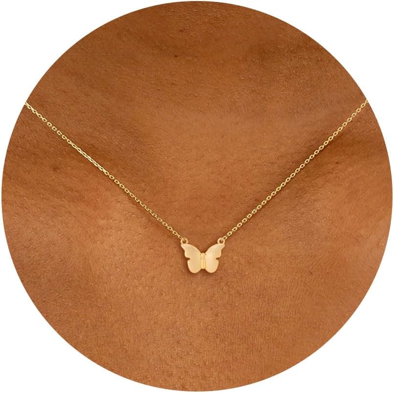 Gold Necklace for Women - 14K Gold Plated Dainty Star of David Butterfly Sun Volleyball Baseball Cowboy Boots Necklace Jewelry Everyday for Women