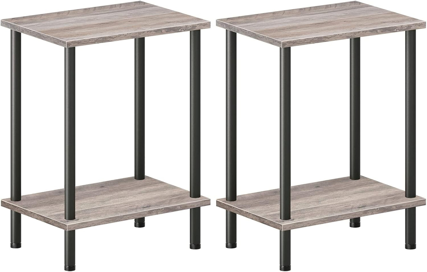 End Tables Set of 2, Small Side Table, Nightstand with 2-Layer Storage Shelves, Easy Assembly
