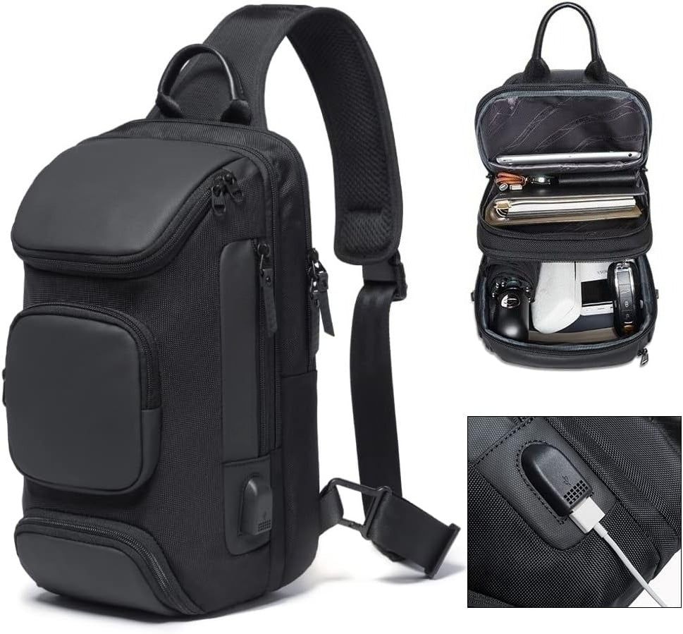 Sling Bag, Waterproof Crossbody Backpack, Shoulder Bag for Men