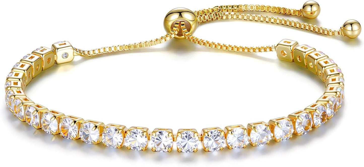 Fashion Bracelets for Women|Tennis Bracelets for Women|14K Gold Plated Bracelets for Women|4mm Zirconia Bracelets