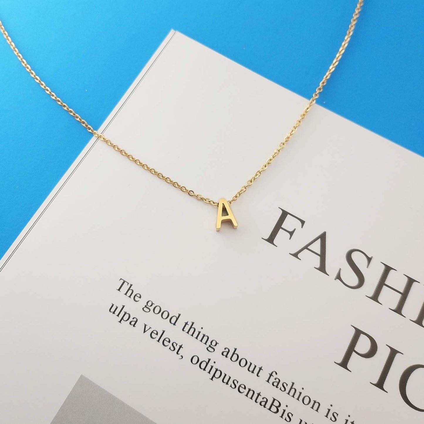 Initial Necklace: 18K Gold Plated Personalized Tiny Letter Name Pendant for Women