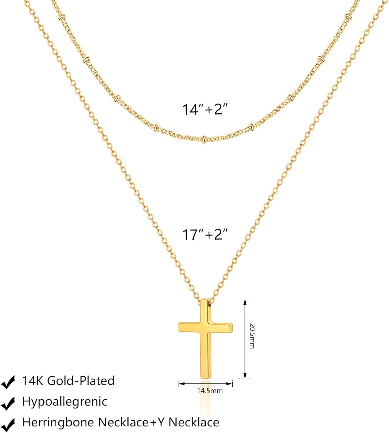 14K Gold Plated/Silver Lariat Necklace - Y-Shaped Beaded Chain for Women
