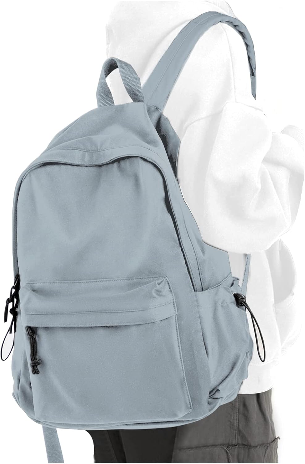 Black School Backpack for Girls Women Boys, Lightweight Simple Middle School Back Pack Daypack