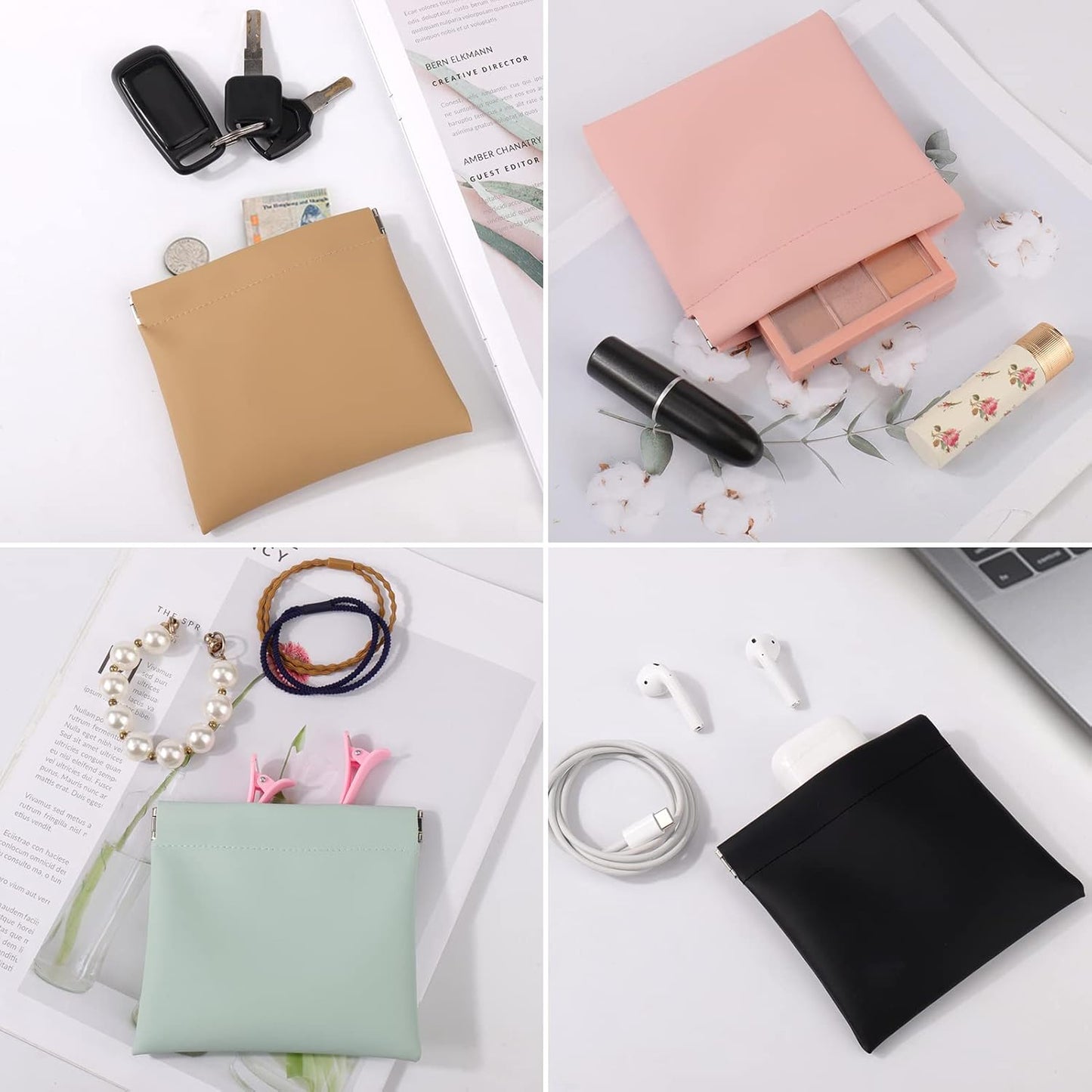 4 count Small Makeup Bag for Purse, Mini Portable Cosmetic Bags for Women,  Accessories Organizer