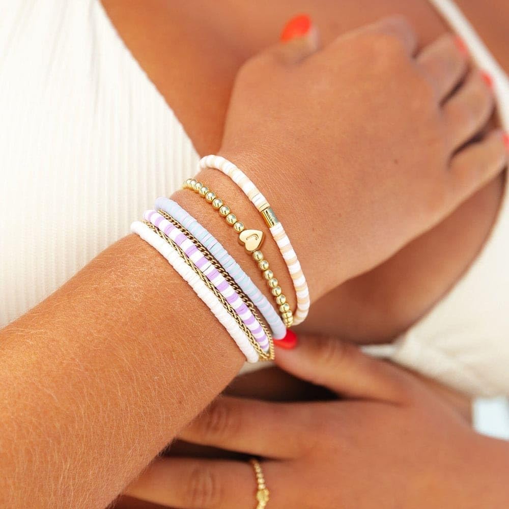 Beaded Bracelets for Women Dainty Heart Initial Bracelet Letter A-Z Charm Bracelet for Women