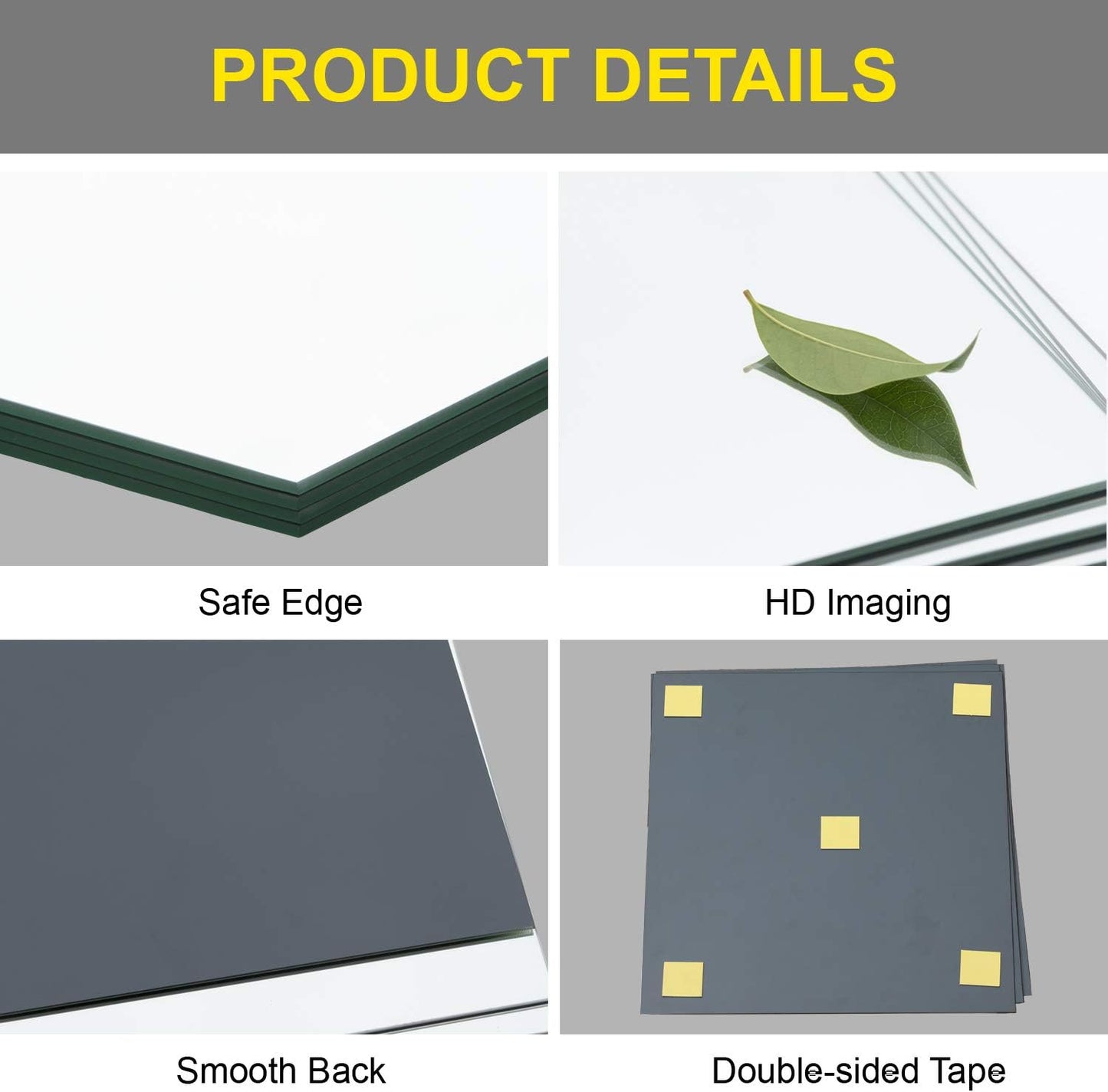 Home Gym Mirrors 12 Inch x 12count Wall Mounted Mirror Glass Frameless Full Length Mirror