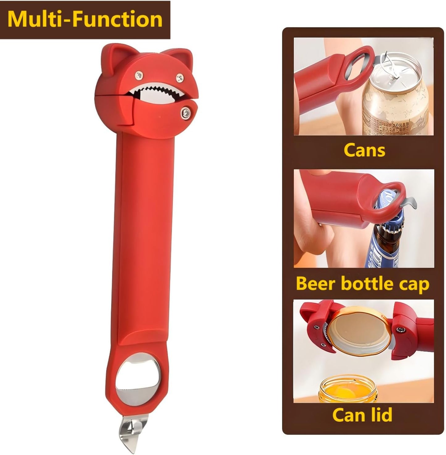 Multi function Retractable Magnetic Can Opener and bottle cap opener for Weak Hands