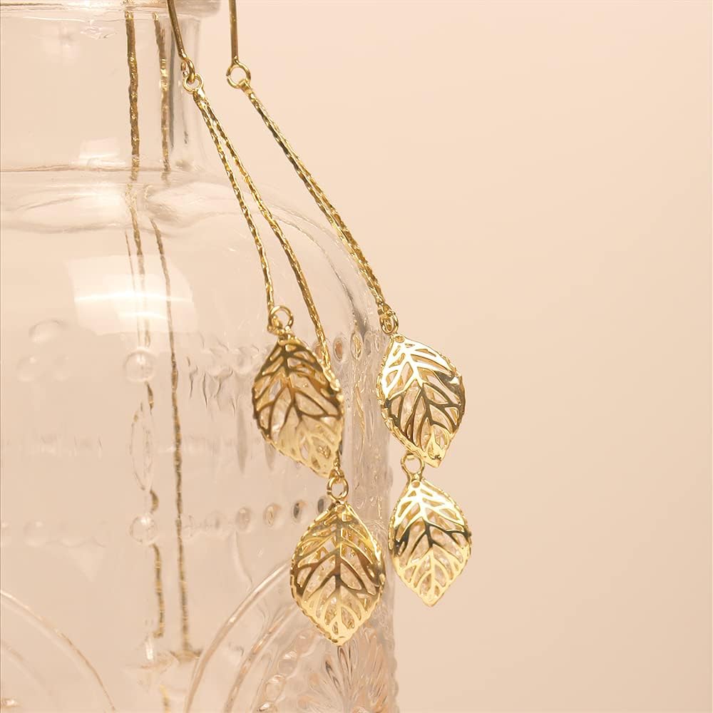 Sonateomber Gold Long Chain Threader Earrings for Women - Fashion Statement Drop Dangle Thread Earrings Jewelry Gift