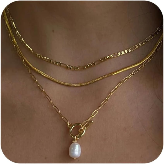 "14K Gold/Silver Layered Necklace Set, Dainty Stackable Choker & Coin Pendant, Trendy Women's Jewelry Gift"