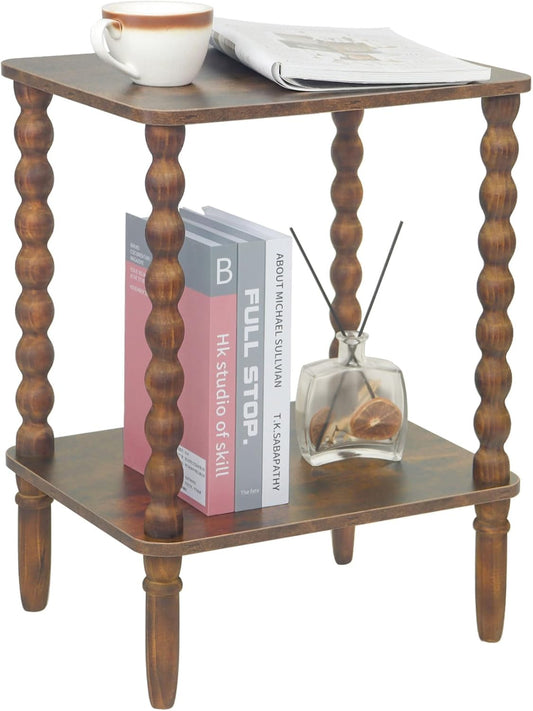 Side Table, Small End Table with Storage Shelf, 2-Tier Small Coffee Tables Living Room