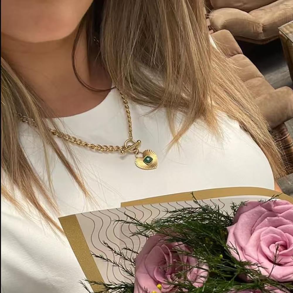 Sunburst Heart / 2-Tone Interlocking/CZ Evil Eye/Single Pearl/Love Heart Necklace for Women 18K Gold Chain Necklace Protection Prayer Faith Jewelry